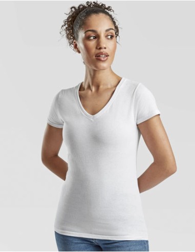 FRU-0613980-Ladies Valueweight V Neck T